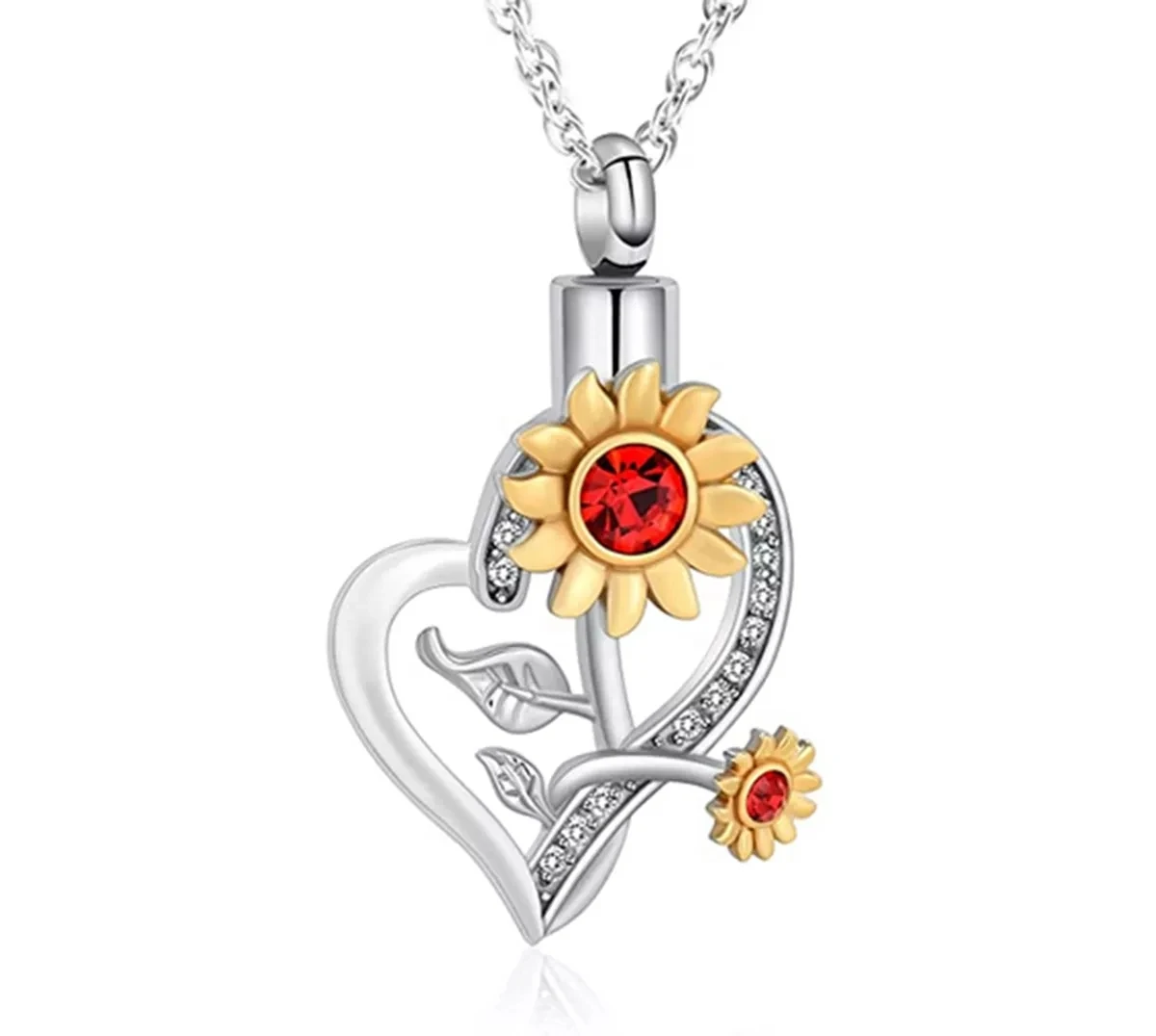 

New Sunflower Urn Pendant Gold Color Necklace For Women Girl Jewelry Gift Memorial Human/Pet Cremation Ashes Special Keepsake