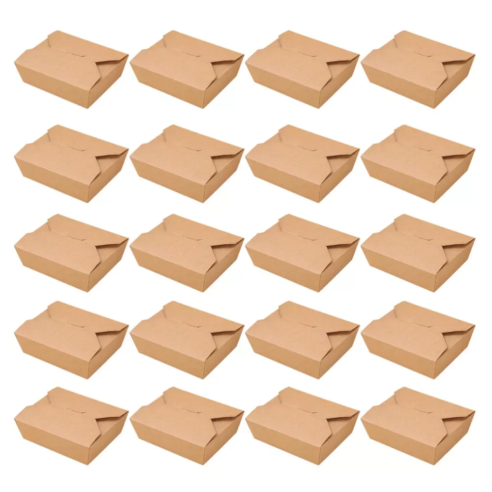 

Box Paper Lunch Take Out Meal Containers Kraft Food Disposable Cardboard Recyclable Leak Grease Prep