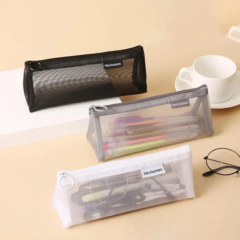 

Easy to Carry Practical Transparent Stationary Storage Case School Supply Pencil Pouch Durable for Students
