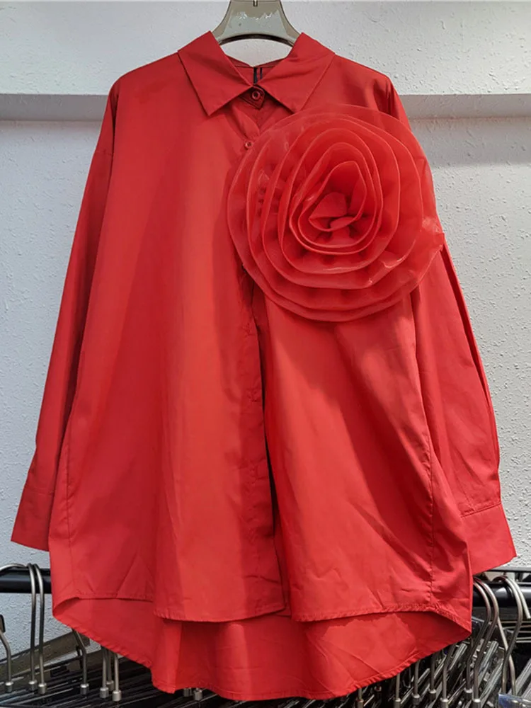 Женская блузка с отложным воротником DEAT однотонная из сетчатой ткани длинным