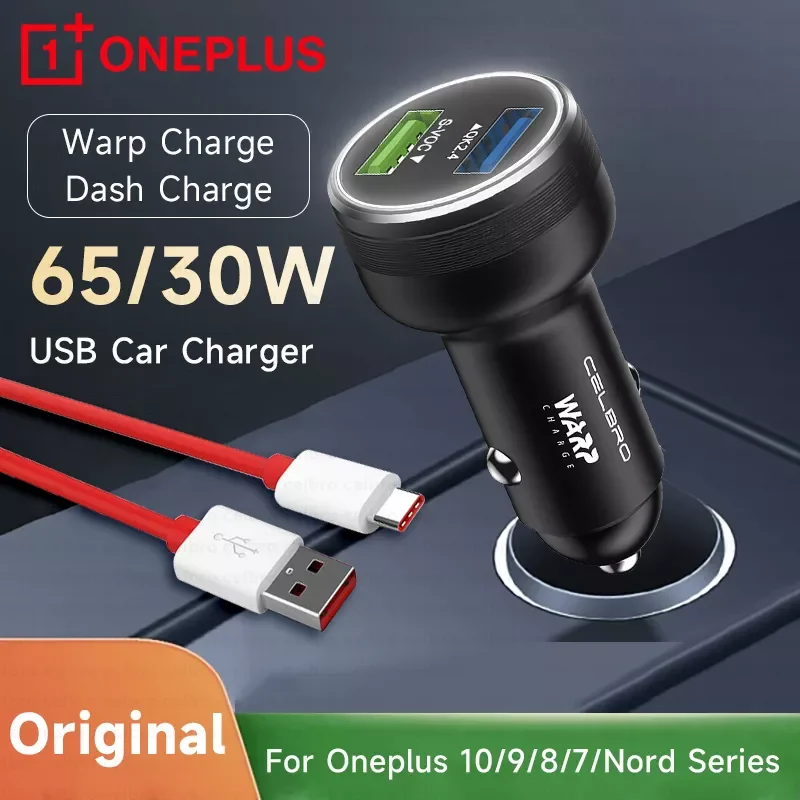 

Warp Charge 30W Car USB Phone Charger Fast Charging For Onep lus 9R 10 Pro 8 7 6 5 9RT 9 Nord N10 N100 Dash