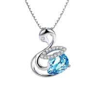 female swan silver plated silver necklace fashion japan korea sapphire diamond collarbone chain jewelry