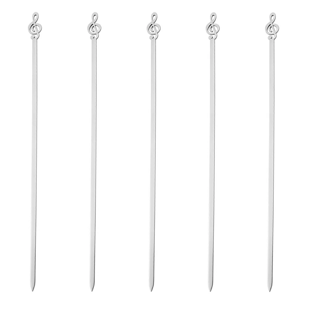 

5pcs Flat Barbecue Stick BBQ Roasting Needles Stainless Steel Kebab Skewers