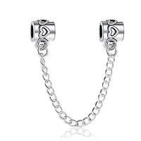 limited edition heart safety chain charm 925 sterling silver bead fit original pandora bracelet women diy jewelry gift
