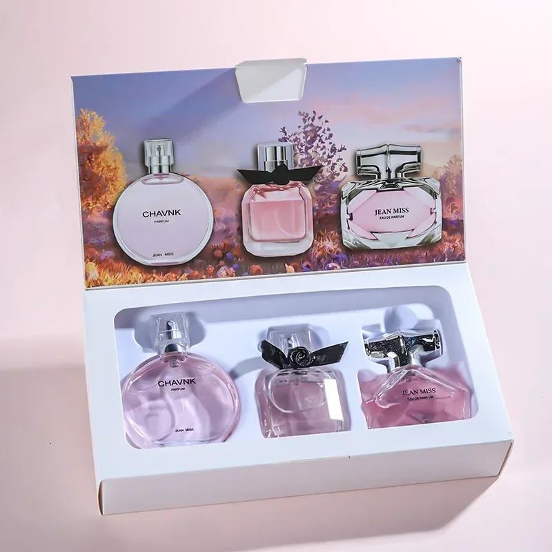 Фото 90 мл (30 мл x 3 шт.) Подарочная коробка для парфюмерии Feminino Spray Свежий легкий аромат Цветочные фрукты Chypre Notes Долговечный женский парфюмерный набор №3