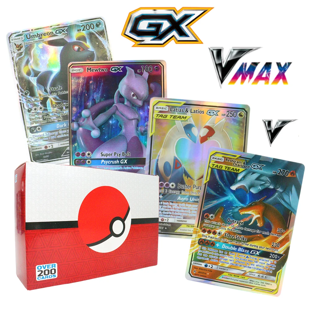 

Pokemon Paper Card English 20-300pcs Tag Team MEGA Pikachu Charizard Mewtwo Vmax GX EX Game Battle Trading Hobbies Collection