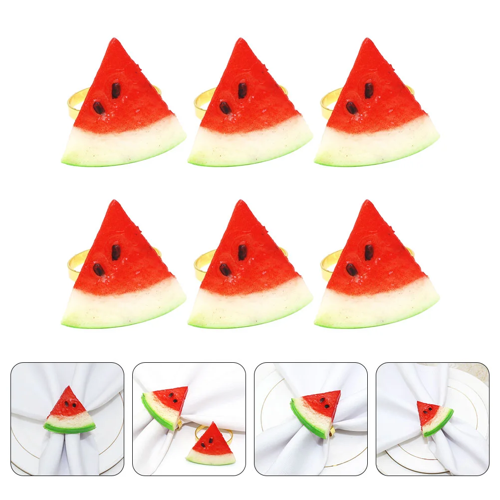 

6Pcs Dining Table Decoration Watermelon Napkin Rings Adorable Napkin Buckle for Decor