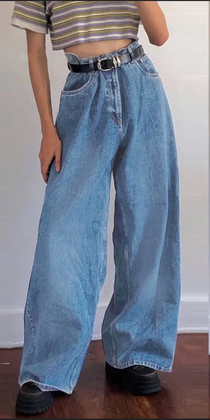 baggy jeans new European and American trend washed high waist loose straight jeans trousers y2k jeans