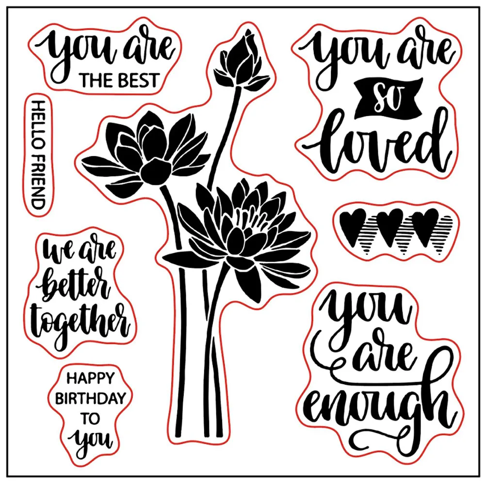 

Spring Lotus Flowers Happy to You Silicone Stamps Stickers Diy Embossing Making Scrapbooking Diary Greeting Card Decoration Mold