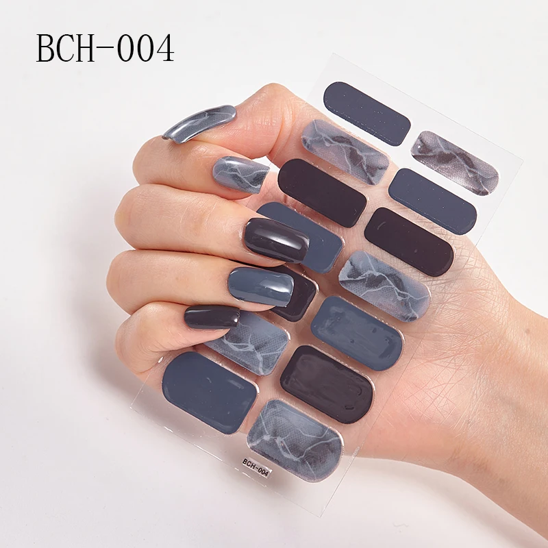 New Arrival Japanese Fashion Designers Nail Stickers Nail Wraps Full Cover Self-Adhesive 14Tips Flower Waterproof Nail Art Decor images - 3