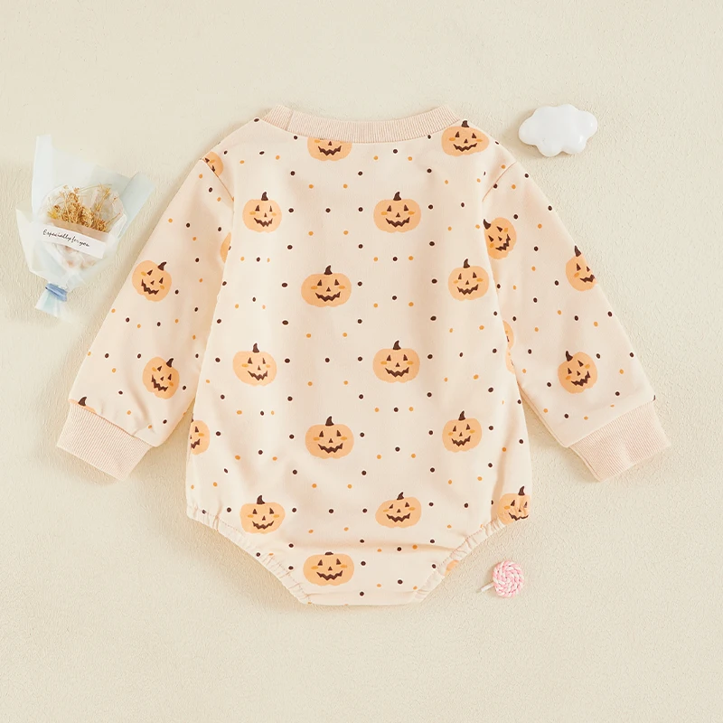 Детский длинный комбинезон MAHUAOYIXI с рисунком тыквы и круглым вырезом