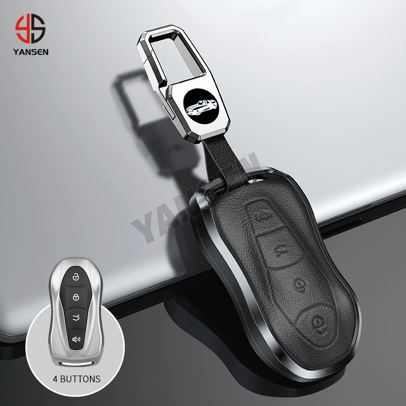 

For Geely Azkarra Tugella FY11 2019 2020 Atlas Pro Emgrand GS X6 SUV EC7 Aluminum Leather Keychain Accessories Key Case Cover