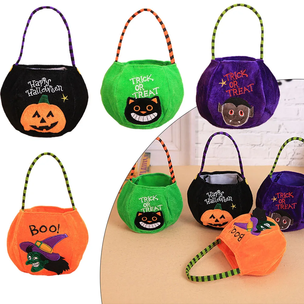 

Halloween Pumpkin Trick Or Treat Tote Bags Candy Bag Rave Party Sweets Gift Handbag Halloween Parade Kids Dress Up 15x25cm
