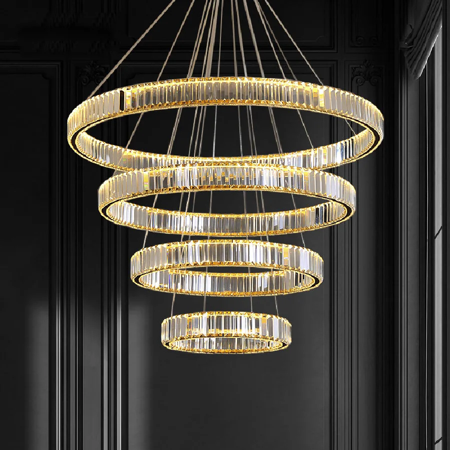

Роскошный подвесной светильник для гостиной, освещение для виллы, лестницы, большие светильники, Современная длинная Хрустальная светодио...