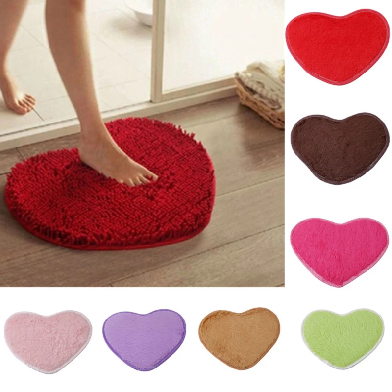 

Love Heart Shaped Doormat Non-Slip Soft Microfiber Fluffy Bathroom Floor Area Rug For Bedroom Mat Carpets Living Room