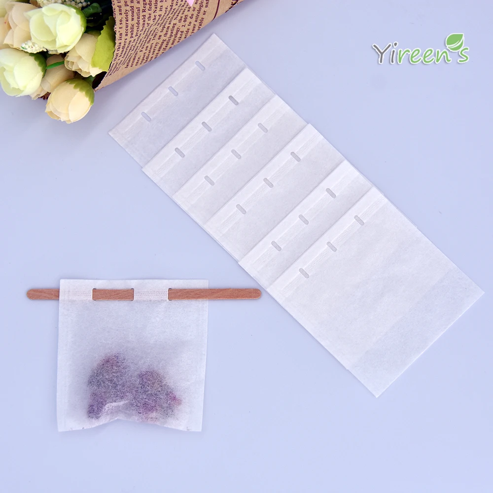Limited Stock Promotion Price! 12Pcs / Pack 70×70mm 3 Holes Food-Grade Filter Paper Tea Bags (PP bag +1 stick) |
