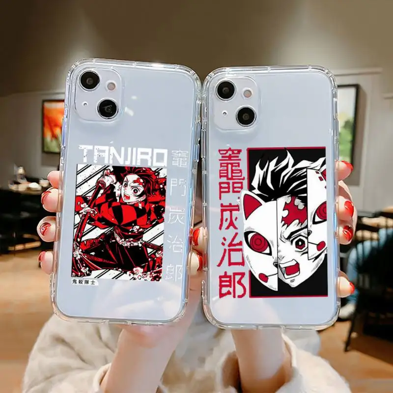

demon slayer Phone Case Transparent For iPhone 13 12 11 Mini Pro Max X XR XS 7 8 6 6s Plus SE