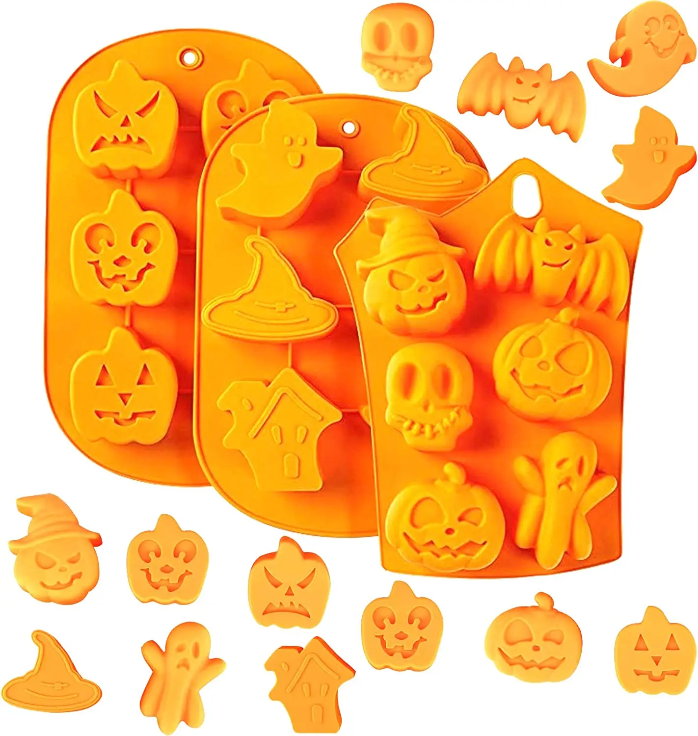 

3 Pieces Halloween Molds Nonstick Halloween Silicone Pumpkin Mold Cake Pan Halloween Chocolate Candy Cupcakes