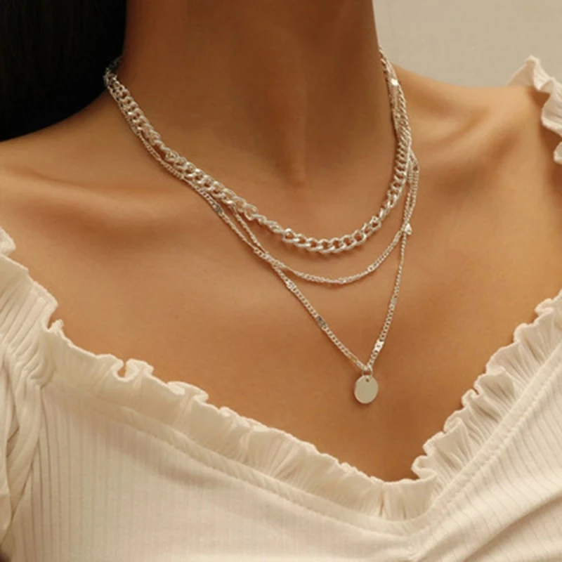 vintage necklace on neck gold color chain Women's jewelry layered accesories for girls clothing aesthetic Gifts fashion Pendant