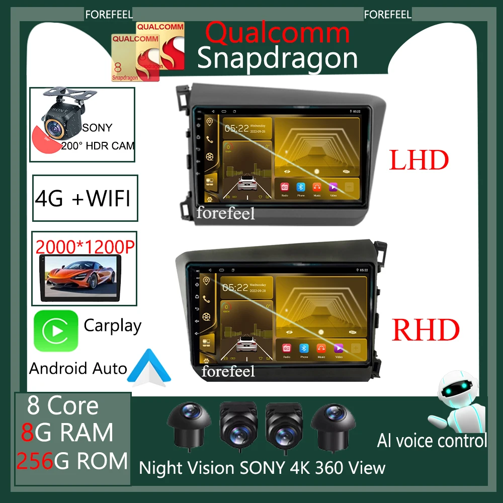 

Автомобильный мультимедийный плеер Qualcomm, сенсорный DVD-экран, Android для Honda Civic 2012-2015, радио, стерео, Bluetooth, воспроизведение, GPS, Wi-Fi