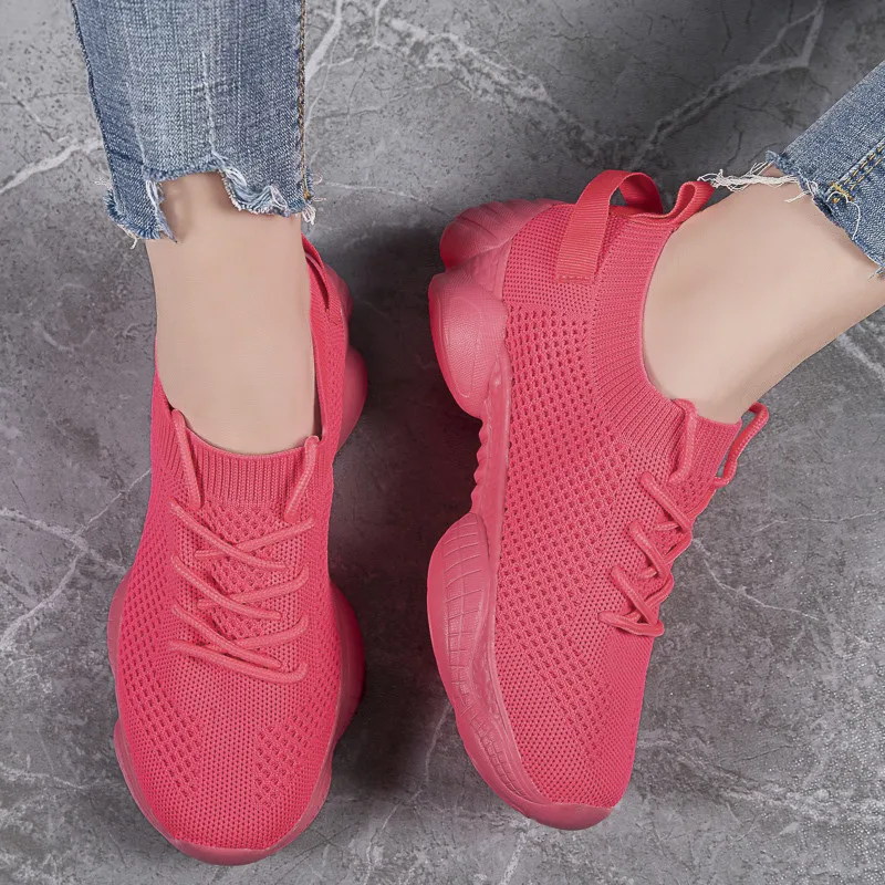 Cheap Hot Knitting Yellow Platform Men's Running Shoes Summer Breathable Comfortable Sock Shoes For Men Non-slip Women Sneakers