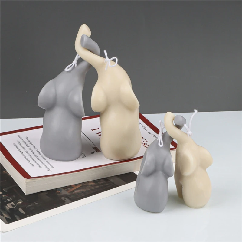 

L21E 2Pcs Long-nosed Elephant Decoration Mould DIY Candle Epoxy Mold Handmade Candles Aroma Wax Soap Molds for Decorations