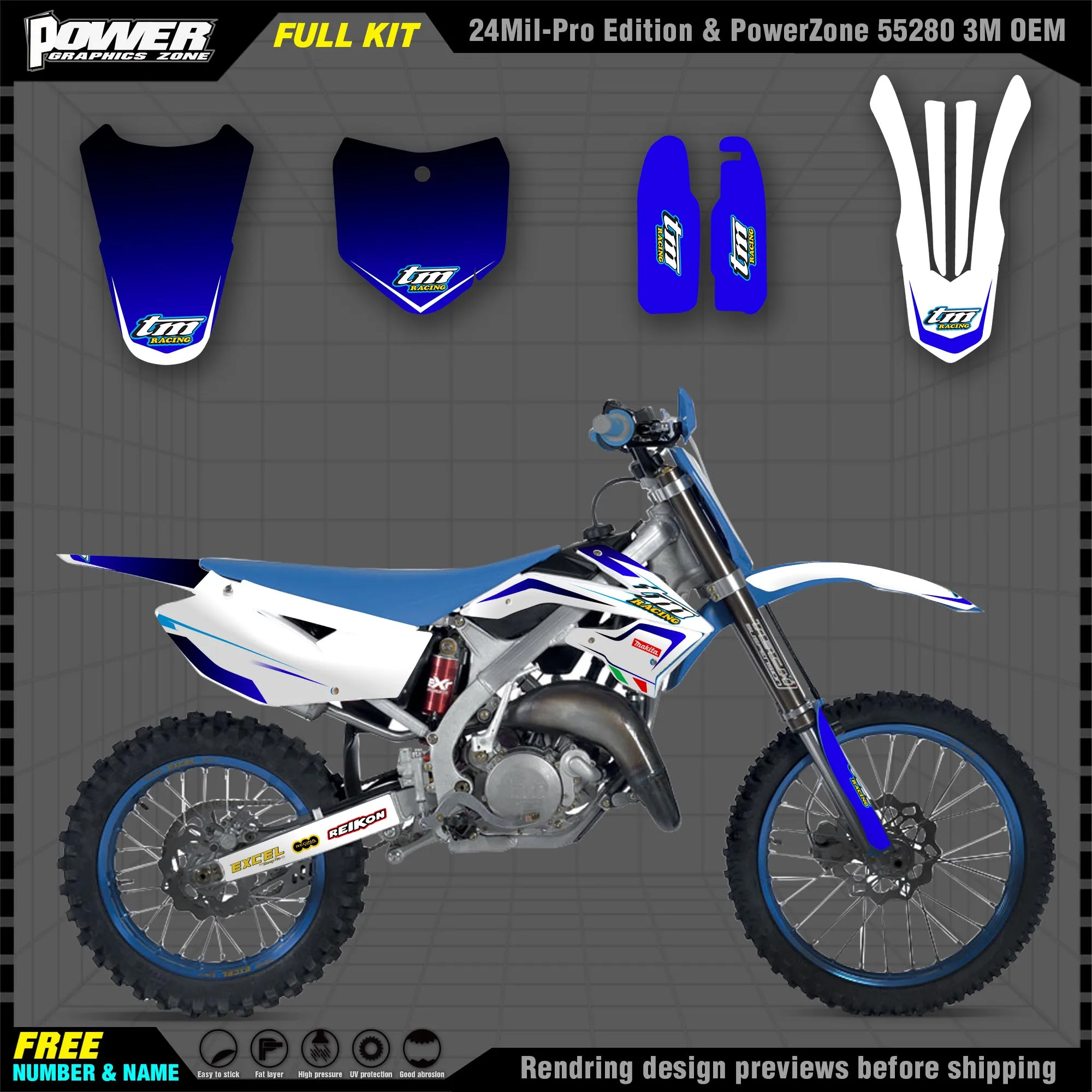 PowerZone Custom Team Graphics Decals 3M Stickers Kit For TM RACING 13-21 MX 85 Stickers 001