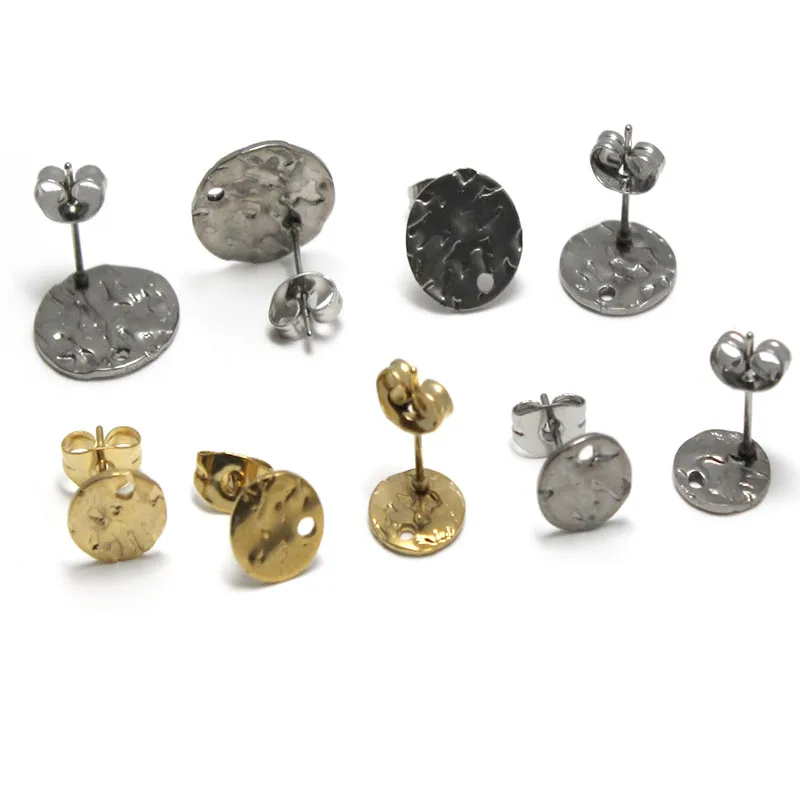 

10Pcs Stainless Steel Blank Post Earring Studs Base Pins With Earring Plug Gold Color Ear Back For DIY Jewelry Making Supplies