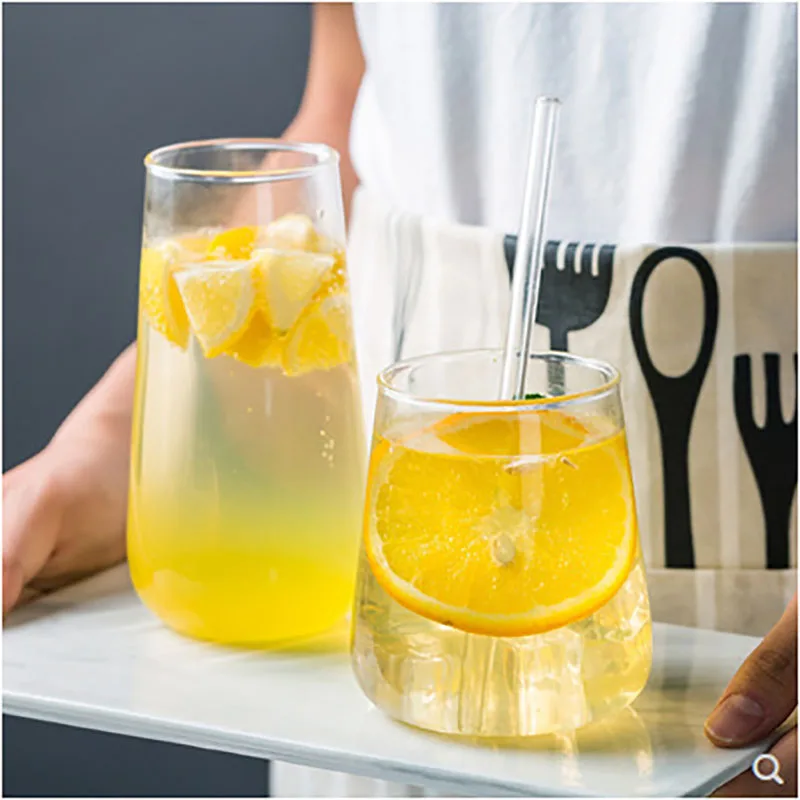 

Glass Household 500ml Large SimpleTransparent Cold Drink Cup 450ml Big Belly Cup Milk Juice Cup Drink Cup Mousse Cup Water cup