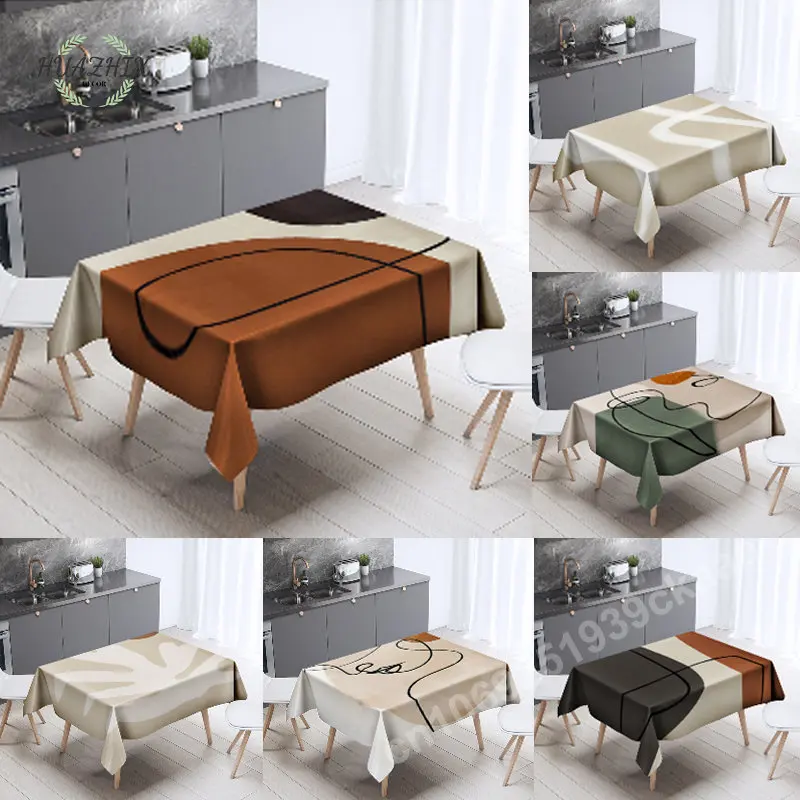 

Abstract Geometric Tablecloth Home Table Cover Waterproof Anti-fouling Dining Room Kitchen Desk Modern Rectangular Decoration