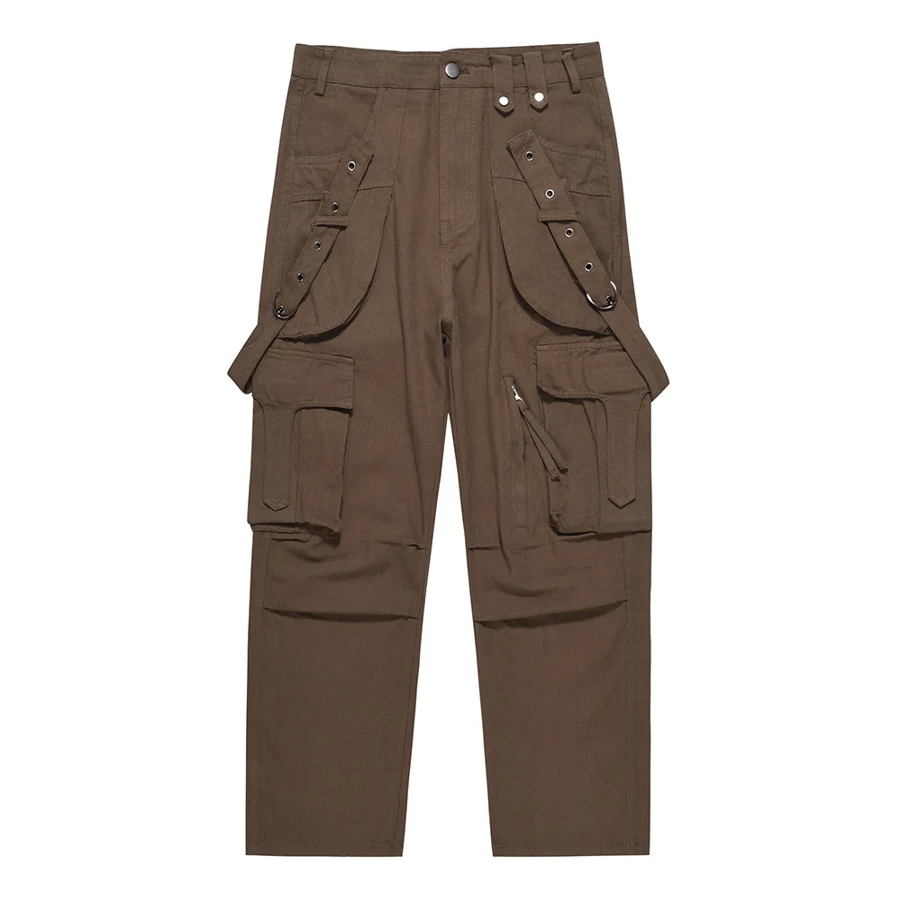 

HOUZHOU Cargo Pants Men Outdoor Cargo Trousers Male Loose Casual Korean Streetwear Hip Hop Pocket Ribbons Cotton Safari Style