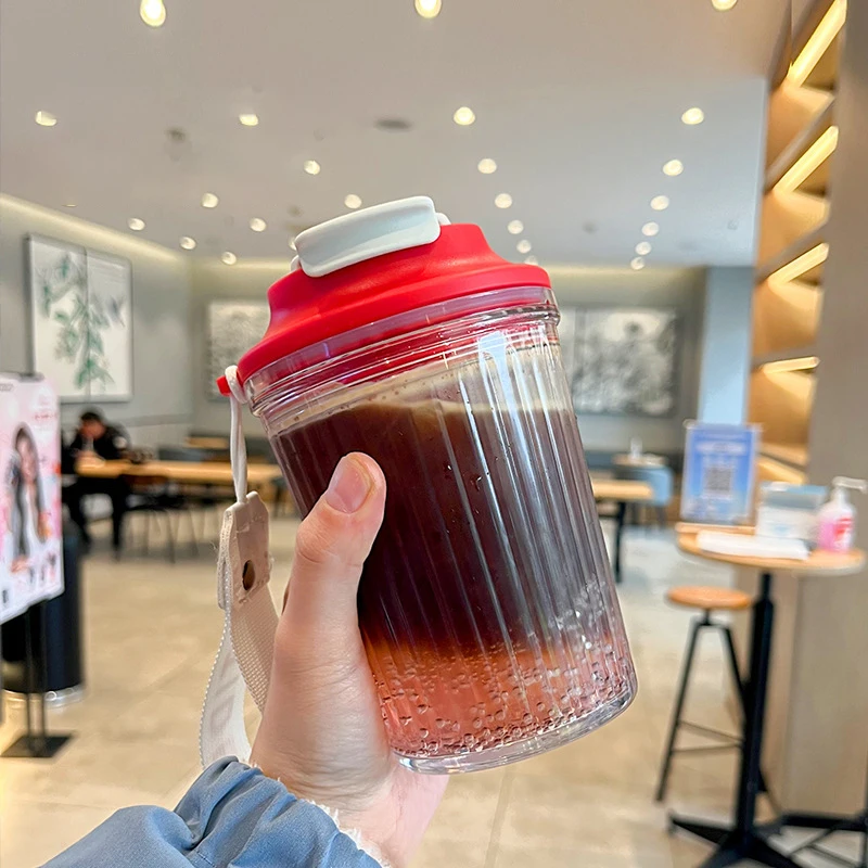 

450 ML Simple Coffee Cup Portable Direct Drink Cup High-quality Plastic Water Bottle with Lid Water Bottles for Girls Travel
