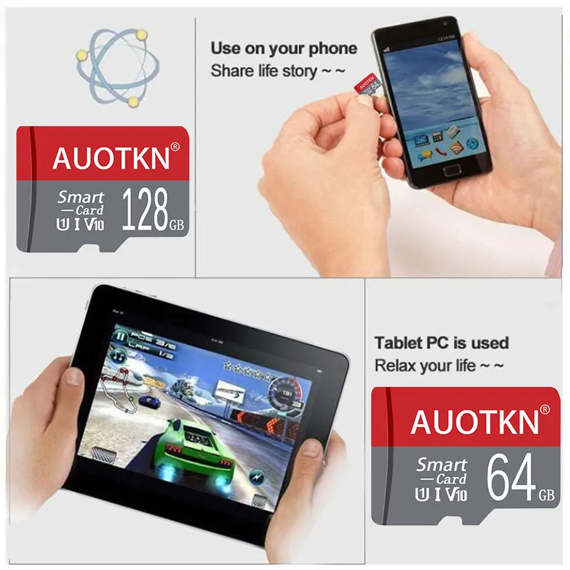 

AuoTKN Mini tf flash card 16GB Class10 micro tf sd card High speed memory card 32GB 64GB 128GB 256GB 512GB For digital devices
