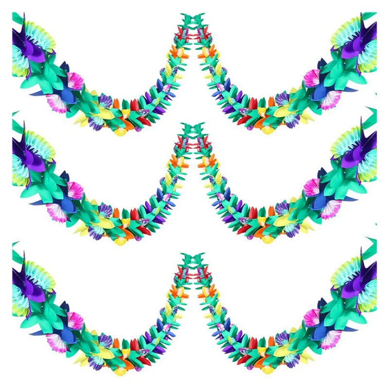 

6 Pcs Tropical Paper Flower Garlands For Hawaiian Luau Party Decorations 9.9Ft Colorful Paper Hibiscus Garlands