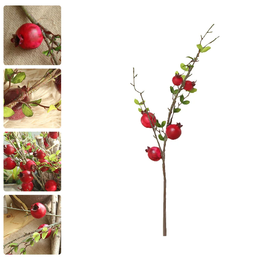 

Artificial Berry Fruit Fake Flower Decor Picks Berries Holly Stems Pomegranate Branches Faux Simulation Adornment Flocked Winter