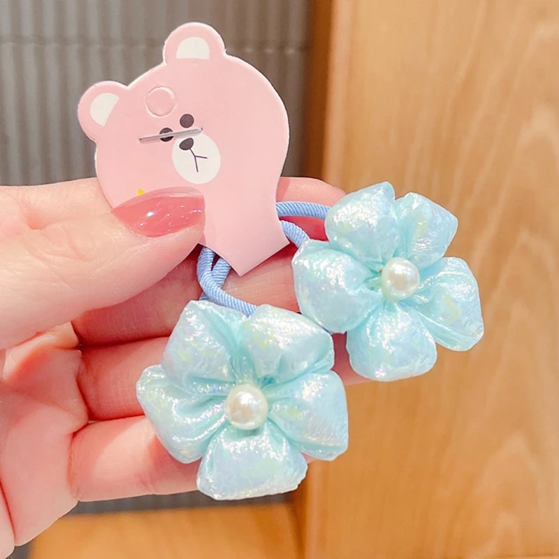 

Elastic Hair Band Colorful Big Flower Hair Ties for Children Girls Cotton Fabric Ponytail Holder Cute Headband Hair Accessories