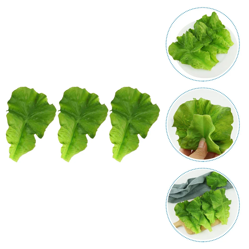 

Artificial Fake Lettuce Leaves Vegetable Vegetables Leaf Salad Green Latus Decor Model Plastic Realistic Simulation Kitchen Home