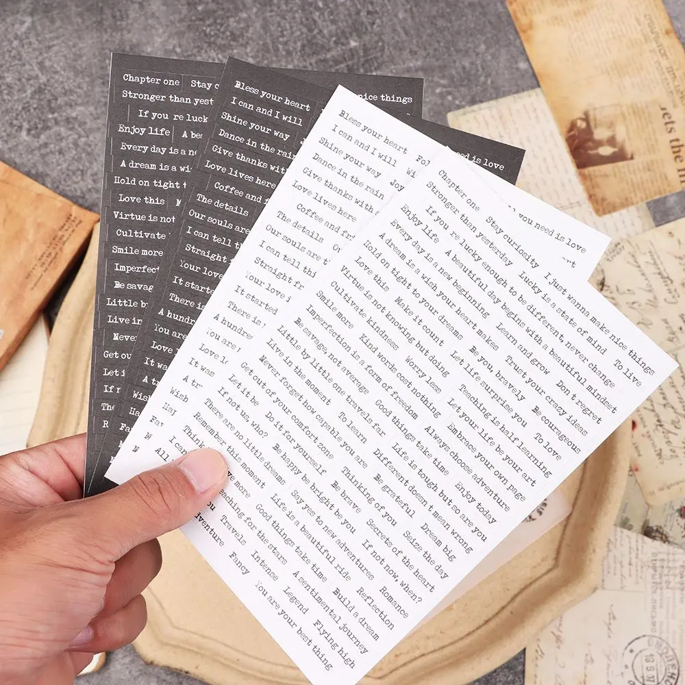 

528Pcs Sentiment Phrase Stickers Vintage Sticker Art Retro Junk Journal Ephemera Scrapbooking Album Decor Words Letter Stickers