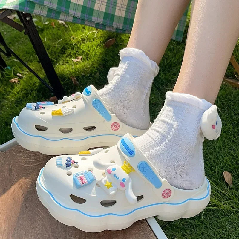 Sanrio Hello Kitty Crocs обувь женская Cinnamoroll мультфильм анимационные аксессуары толстая