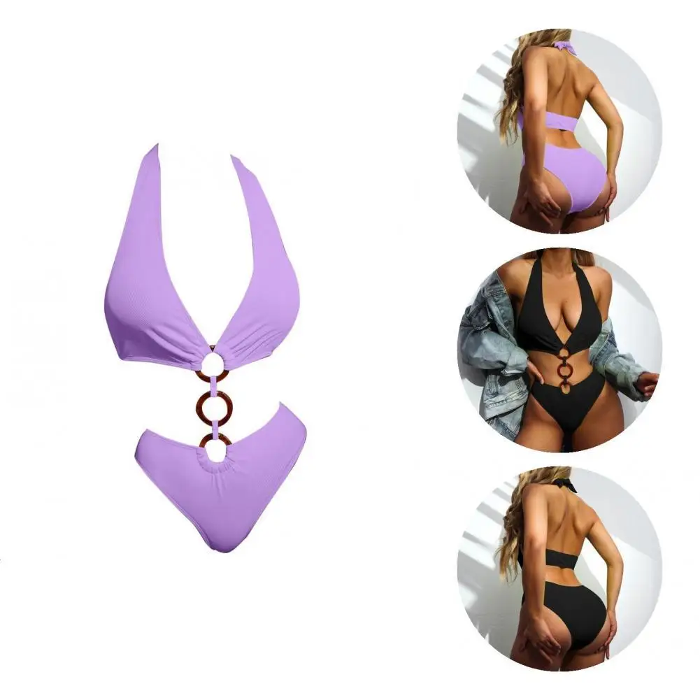 

Женский купальник, дышащий женский купальник со средней талией и глубоким V-образным вырезом