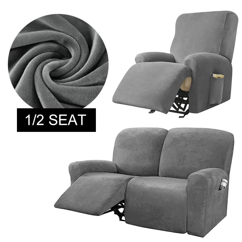 

Velvet Recliner Sofa Cover Soft Solid Color Washable Lazy Boy Sofa Slipcover Living Room Elastic Arm Sofa Cover For Furniture