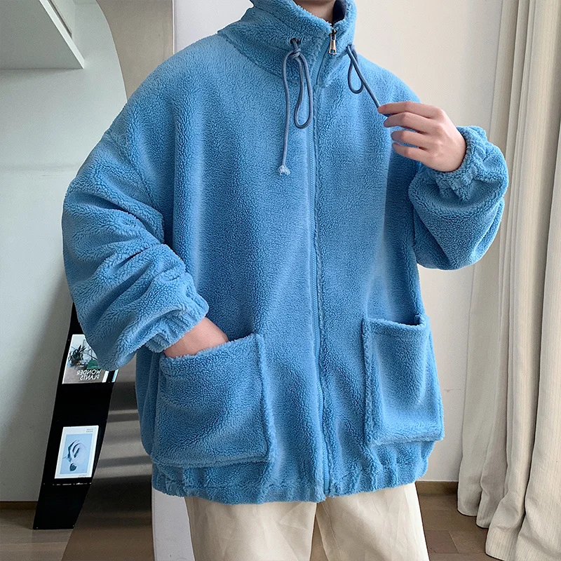 Winter Jacket Men Warm Fashion 3-color Casual Thickened Lamb Hair Jacket Men Streetwear Korean Loose Thick Short Coat Mens M-3XL