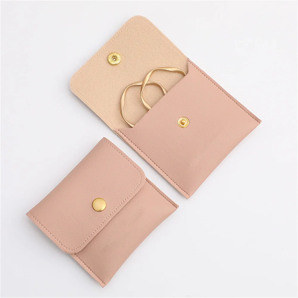 50Pcs/Lot Imitation Leather PU Jewelry Bag Presents Pouches For Necklace Christmas Wedding Gift Package Can Personalized Custom