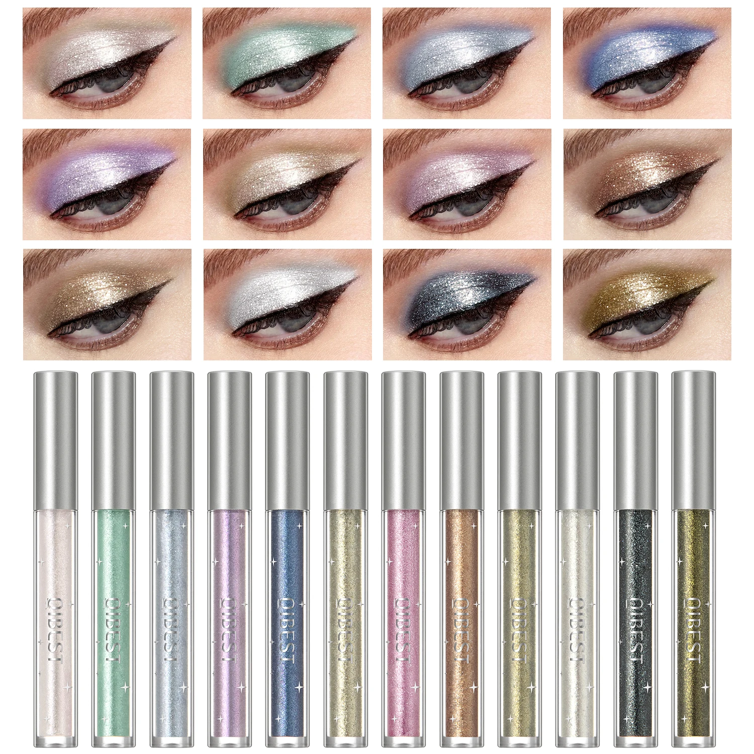 

QIBEST Liquid Eyeshadow Pearlescent Glitter Long Lasting Liquid Eyeliner Lying Silkworm High-gloss Easy Wear Shimmer Eye Makeup