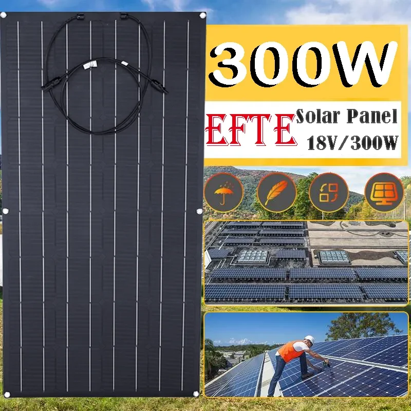 

ETFE 300W Flexible Solar Panel Portable Solar Cell Energy Charger DIY Connector for Smartphone Charging Power System Car Camping