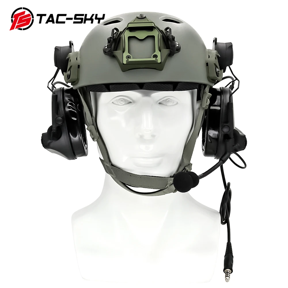 TAC-SKY COMTAC III Tactical Helmet ARC Stand Outdoor Hunting Headphone Noise Cancelling Sports Tactical Walkie Talkie
