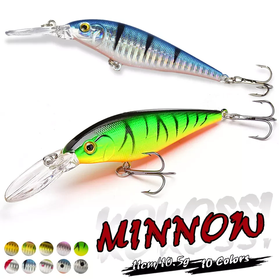 

1.5-4m 10.5g 11cm Hard Bait Minnow Fishing lures Crankbait Wobbler Depth Dive Bass Fresh Salt water 4# Hook
