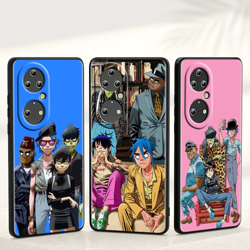 

Anime Cool Band Gorillaz For Huawei P50 P40 P30 P20 Pro Plus 5G 2019 E P10 P9 Lite mini 2017 Soft Black Phone Coque Fundas