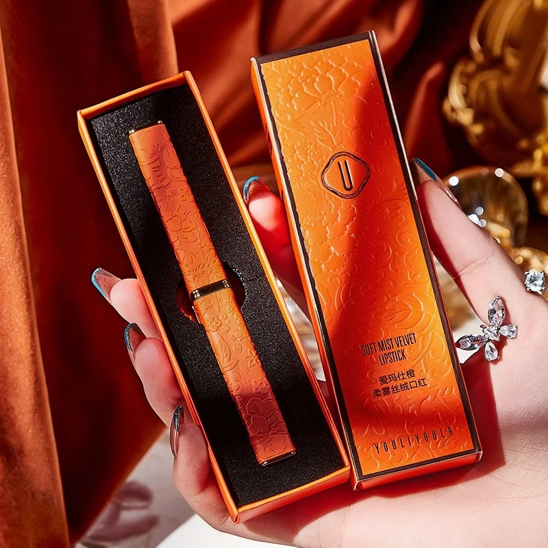 

Explosive Love Horse Orange Small Thin Tube Lipstick Set Matte Does Not Fade Tanabata Makeup Wholesale