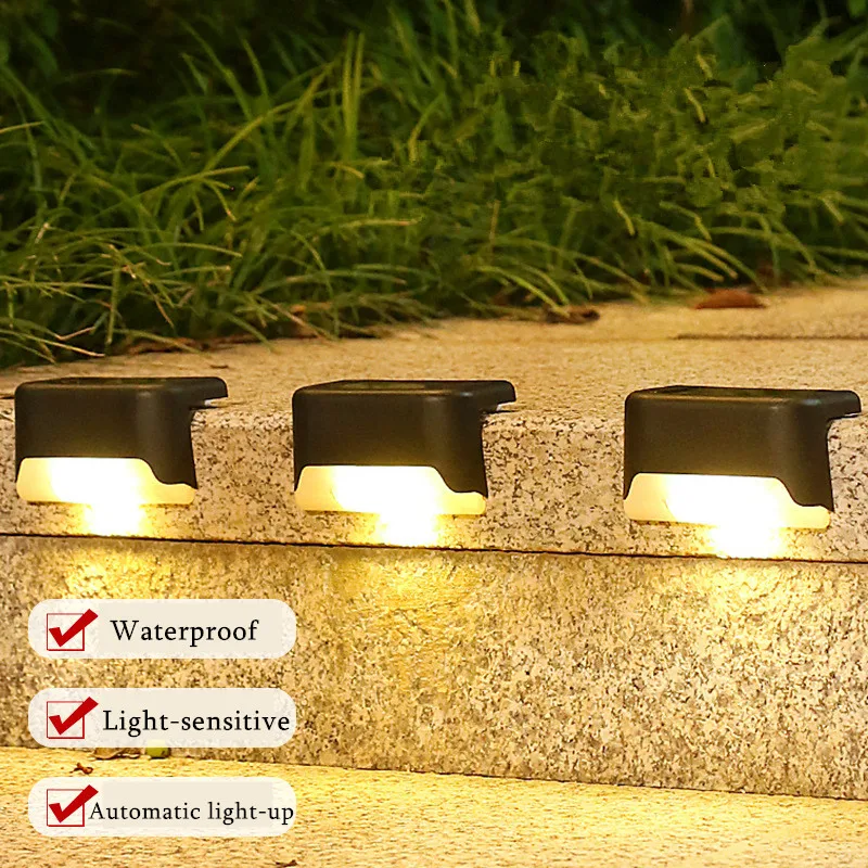 

IP65 Waterproof Fence Outdoor Step Lighting Garden Decoration Solar Power Courtyard Stair Lamp Solar LED Wall Light 1/2/4/6/8Pcs